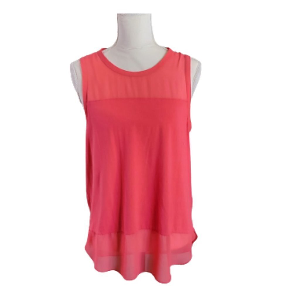 Vince Camuto‎ Sleeveless Apricot Colored Two Fabric Blouse in Size Medium